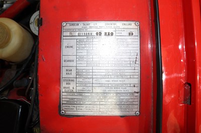 Lot 121 - 1962 Sunbeam Alpine Series 2