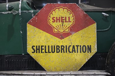 Lot 13 - Large single sided Aluminum Shellubrication hexagonal sign